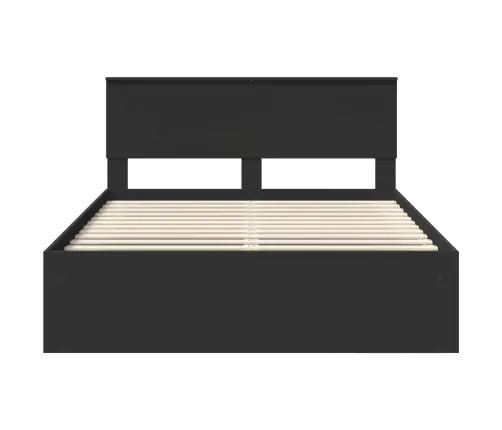 Gultas Rāmis Melna 140 X 190 Cm Ciets Priedes Koks Vidaxl