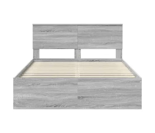 Gultas Rāmis Pelēks Sonoma 140 X 190 Cm Ciets Priedes Koks Vidaxl