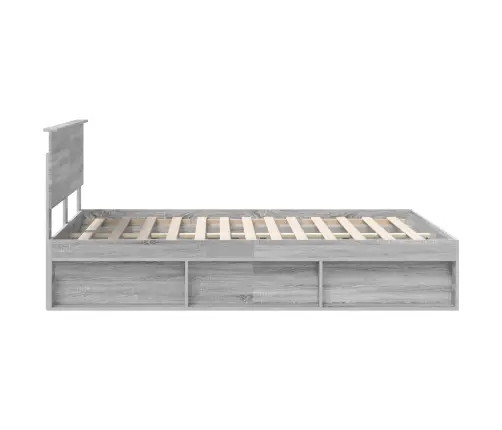 Gultas Rāmis Pelēks Sonoma 140 X 190 Cm Ciets Priedes Koks Vidaxl