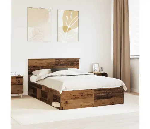 Gultas Rāmis Vecs Koks 140 X 190 Cm Ciets Priedes Koks Vidaxl