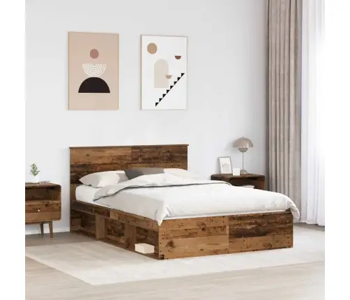 Gultas Rāmis Vecs Koks 140 X 190 Cm Ciets Priedes Koks Vidaxl