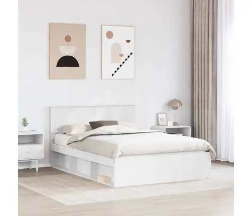 Gultas Rāmis Balts 135 X 190 Cm Ciets Priedes Koks Vidaxl