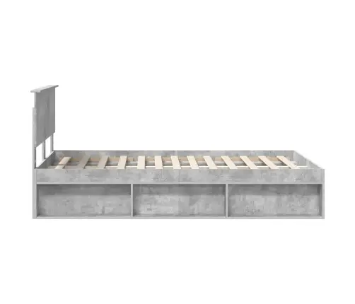 Gultas Rāmis Betons 120 X 190 Cm Ciets Priedes Koks Vidaxl