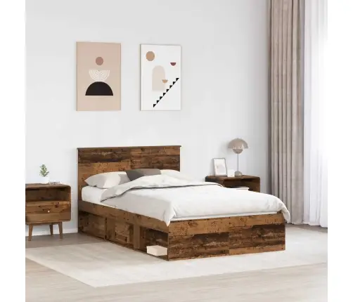 Voodi Raam Peaga Vana Puit 120 X 190 Cm Tahke Mänd