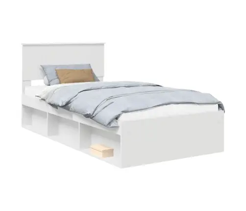 Gultas Rāmis Balts 100 X 200 Cm Ciets Priedes Koks Vidaxl