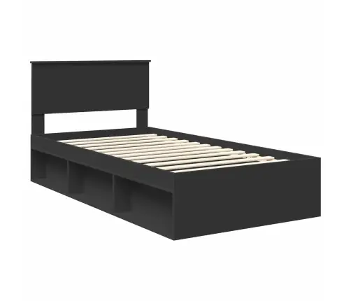 Lovos Rėmas Juoda 100 X 200 Cm Kietos Pušies Mediena