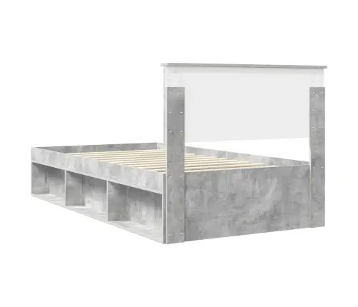 Voodi Raam Peaga Betoonhall 100 X 200 Cm Tahke Mänd