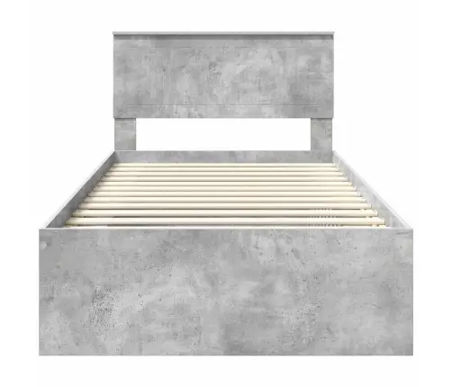 Voodi Raam Peaga Betoonhall 100 X 200 Cm Tahke Mänd