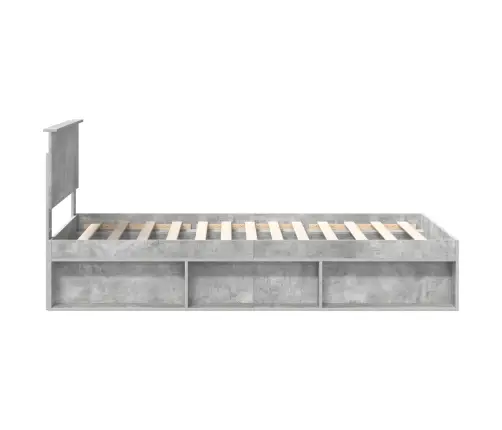 Voodi Raam Peaga Betoonhall 100 X 200 Cm Tahke Mänd