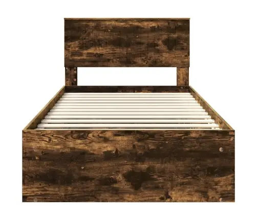 Gultas Rāmis Dūmaka Ozols 100 X 200 Cm Ciets Priedes Koks Vidaxl