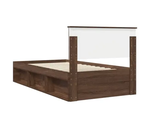 Gultas Rāmis Brūns Ozols 100 X 200 Cm Ciets Priedes Koks Vidaxl