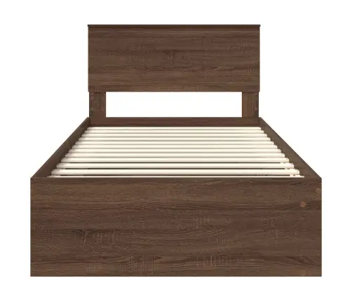 Gultas Rāmis Brūns Ozols 100 X 200 Cm Ciets Priedes Koks Vidaxl