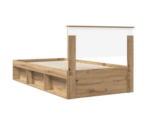 Gultas Rāmis Mākslīgā Ozola 100 X 200 Cm Ciets Priedes Koks Vidaxl