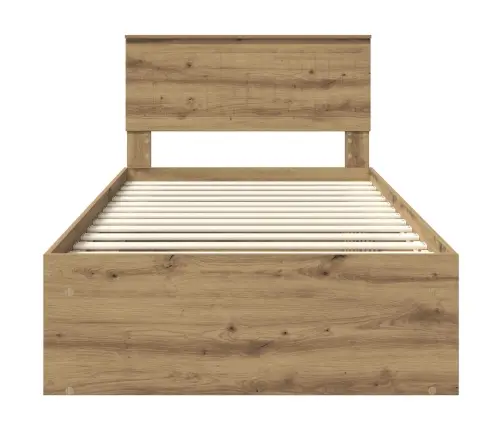 Gultas Rāmis Mākslīgā Ozola 100 X 200 Cm Ciets Priedes Koks Vidaxl