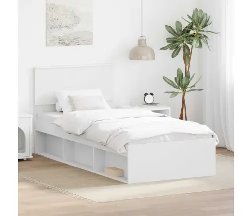 Gultas Rāmis Balts 90 X 200 Cm Ciets Priedes Koks Vidaxl