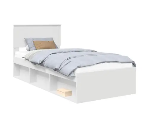 Gultas Rāmis Balts 90 X 200 Cm Ciets Priedes Koks Vidaxl