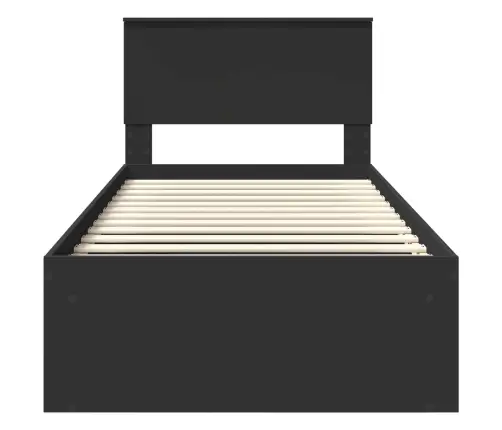 Voodi Raam Peaga Must 90 X 200 Cm Tahke Mänd