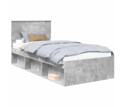 Gultas Rāmis Betons 90 X 200 Cm Ciets Priedes Koks Vidaxl