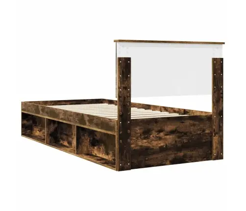 Gultas Rāmis Dūmaka Ozols 90 X 200 Cm Ciets Priedes Koks Vidaxl