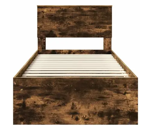 Gultas Rāmis Dūmaka Ozols 90 X 200 Cm Ciets Priedes Koks Vidaxl