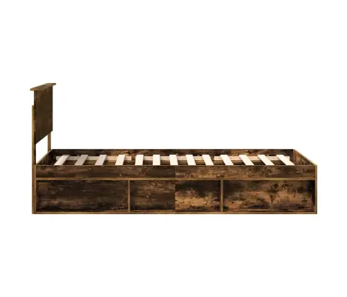 Gultas Rāmis Dūmaka Ozols 90 X 200 Cm Ciets Priedes Koks Vidaxl