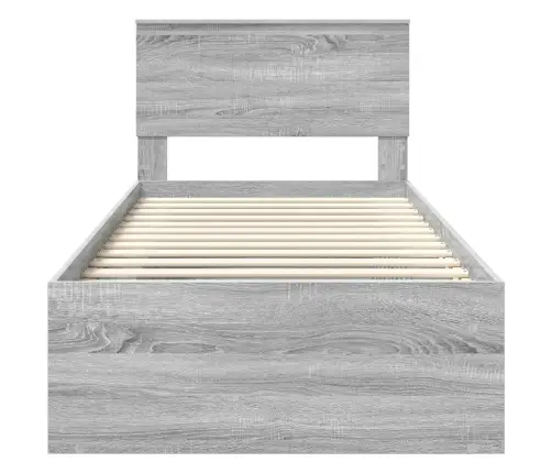 Gultas Rāmis Pelēks Sonoma 90 X 200 Cm Ciets Priedes Koks Vidaxl