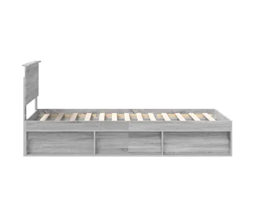 Gultas Rāmis Pelēks Sonoma 90 X 200 Cm Ciets Priedes Koks Vidaxl