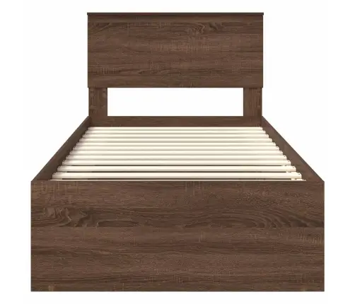 Gultas Rāmis Brūns Ozols 90 X 200 Cm Ciets Priedes Koks Vidaxl