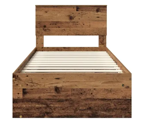 Voodi Raam Peaga Vana Puit 90 X 200 Cm Tahke Mänd