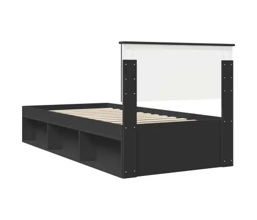 Gultas Rāmis Melna 90 X 190 Cm Ciets Priedes Koks Vidaxl