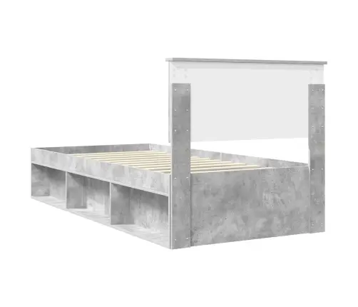 Gultas Rāmis Betona Pelēks 90 X 190 Cm Ciets Priedes Koks Vidaxl