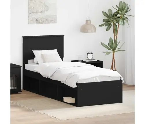 Voodi Raam Peaga Must 75 X 190 Cm Tahke Mänd