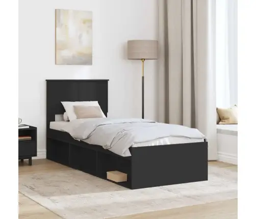 Voodi Raam Peaga Must 75 X 190 Cm Tahke Mänd