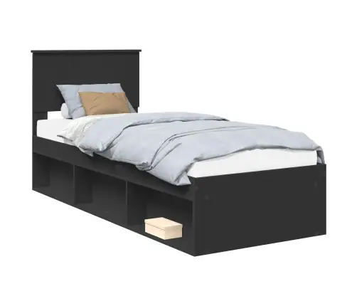 Voodi Raam Peaga Must 75 X 190 Cm Tahke Mänd