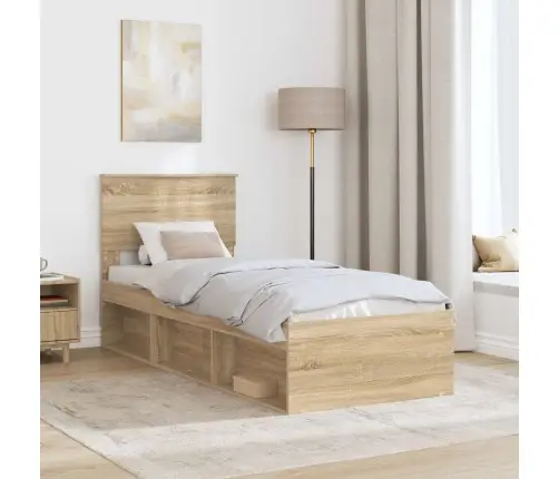 Gultas Rāmis Sonoma Ozols 75 X 190 Cm Ciets Priedes Koks Vidaxl