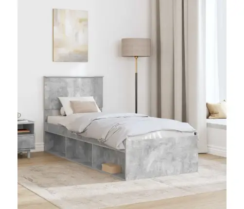 Voodi Raam Peaga Betoonhall 75 X 190 Cm Tahke Mänd