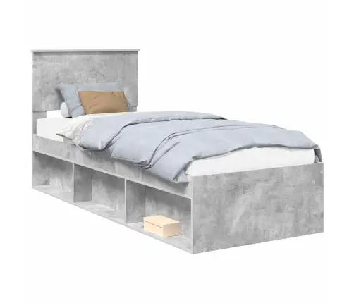 Voodi Raam Peaga Betoonhall 75 X 190 Cm Tahke Mänd