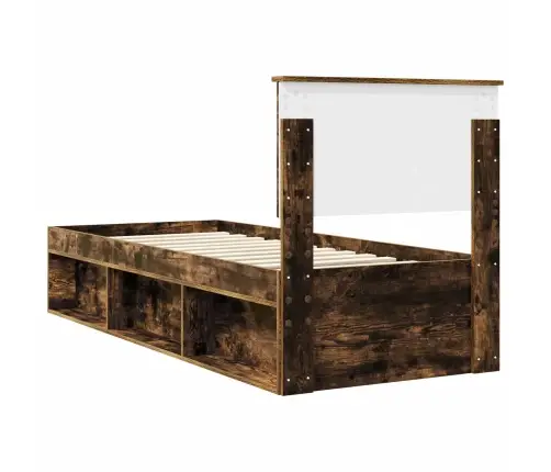 Gultas Rāmis Dūmaka Ozols 75 X 190 Cm Ciets Priedes Koks Vidaxl