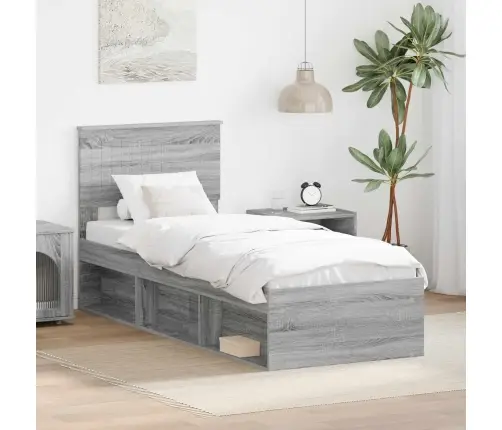 Gultas Rāmis Pelēks Sonoma 75 X 190 Cm Ciets Priedes Koks Vidaxl