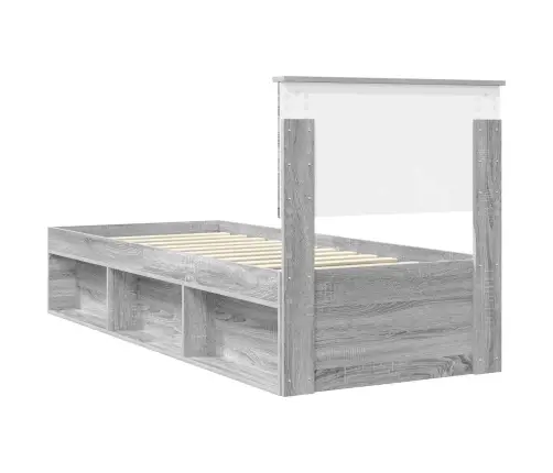 Gultas Rāmis Pelēks Sonoma 75 X 190 Cm Ciets Priedes Koks Vidaxl