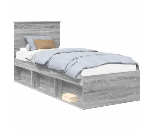 Gultas Rāmis Pelēks Sonoma 75 X 190 Cm Ciets Priedes Koks Vidaxl