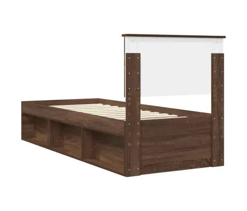 Gultas Rāmis Brūns Ozols 75 X 190 Cm Ciets Priedes Koks Vidaxl