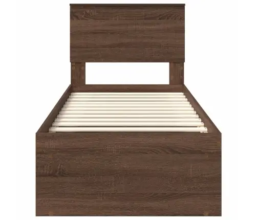 Gultas Rāmis Brūns Ozols 75 X 190 Cm Ciets Priedes Koks Vidaxl