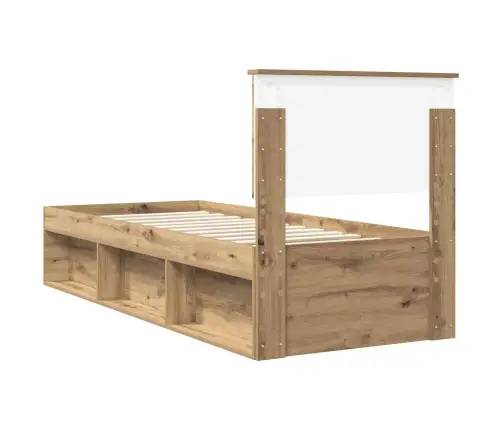 Gultas Rāmis Mākslīgā Ozola 75 X 190 Cm Ciets Priedes Koks Vidaxl