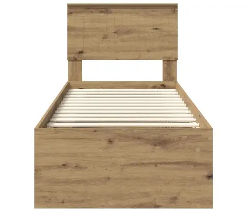 Gultas Rāmis Mākslīgā Ozola 75 X 190 Cm Ciets Priedes Koks Vidaxl