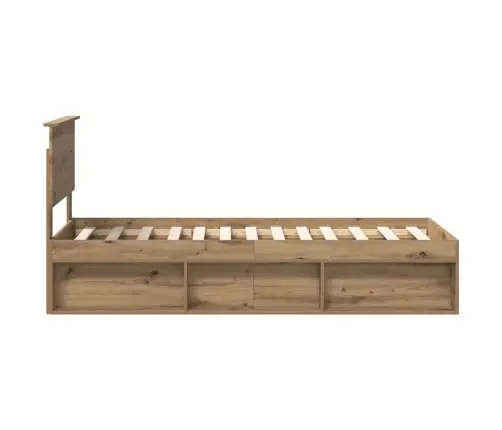 Gultas Rāmis Mākslīgā Ozola 75 X 190 Cm Ciets Priedes Koks Vidaxl