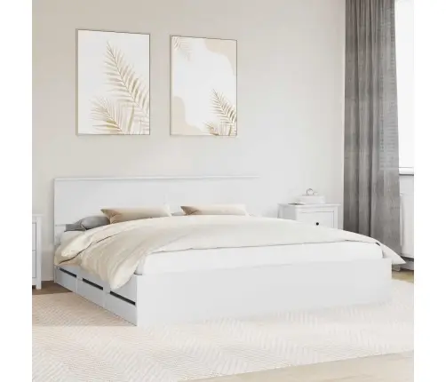 Gultas Rāmis Ar Atvilktni Balts 200 X 200 Cm Inženieru Koks Vidaxl