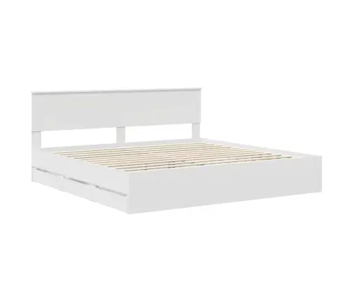 Gultas Rāmis Ar Atvilktni Balts 200 X 200 Cm Inženieru Koks Vidaxl