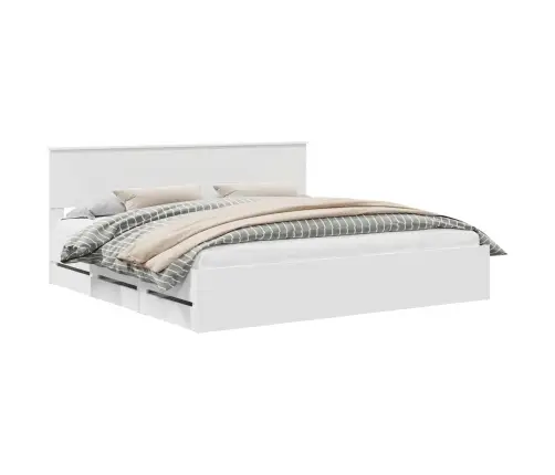 Gultas Rāmis Ar Atvilktni Balts 200 X 200 Cm Inženieru Koks Vidaxl