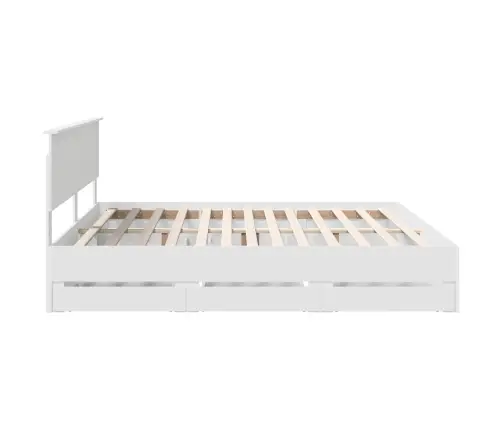 Gultas Rāmis Ar Atvilktni Balts 200 X 200 Cm Inženieru Koks Vidaxl